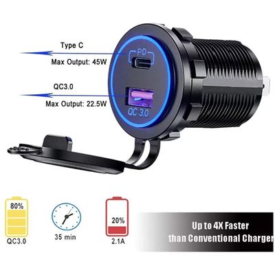 OEM/ODM Καλωσορίσατε 5V Pd 45W Qc και φόρτιση USB C Cigarette Lighter Adapter φορτιστή αυτοκινήτου