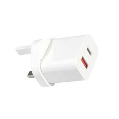 1A+1C USB ταξιδιωτικό φορτιστή Γρήγορη φόρτιση Τύπος C Γρήγορη φόρτιση 30W Wall UK Qc