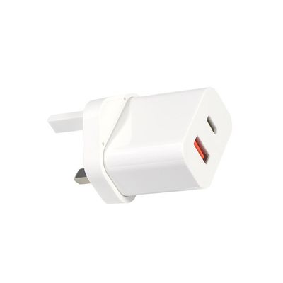 1A+1C USB ταξιδιωτικό φορτιστή Γρήγορη φόρτιση Τύπος C Γρήγορη φόρτιση 30W Wall UK Qc