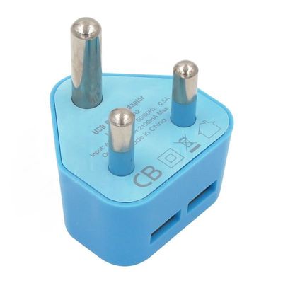 Δύο φορτιστή USB 5V 2.1A Διορθωτής τροφοδοσίας ταξιδιού για τη Νότια Αφρική και την Ινδία