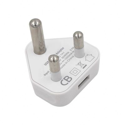 Δύο φορτιστή USB 5V 2.1A Διορθωτής τροφοδοσίας ταξιδιού για τη Νότια Αφρική και την Ινδία