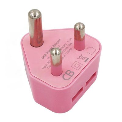 Δύο φορτιστή USB 5V 2.1A Διορθωτής τροφοδοσίας ταξιδιού για τη Νότια Αφρική και την Ινδία