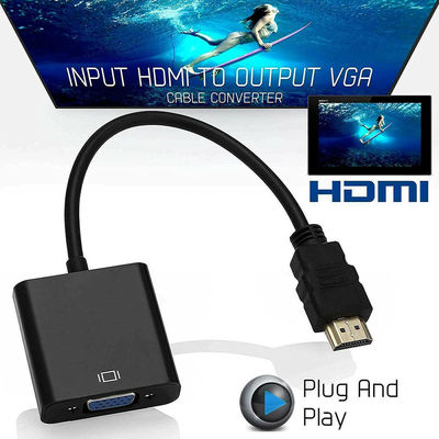1080P HDMI σε VGA μετατροπέας Adapter καλώδιο για τον υπολογιστή Άντρας σε Γυναίκα ήχο βίντεο
