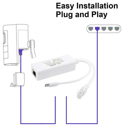 USB από 48 Volt POE Splitter σε 12V κάμερα 802.3af USB τύπου C Single Lan Port 1A 1.2A