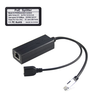 48V έως 5V 2.4A PoE Splitter USB τύπου A Γυναίκα 802.3af Power Over Ethernet Splitter
