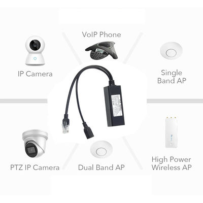 48V έως 5V 2.4A PoE Splitter USB τύπου A Γυναίκα 802.3af Power Over Ethernet Splitter