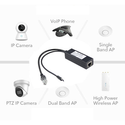 1Gbps POE Splitter USB-C Adapter IEEE 802.3af Συμμορφούμενο για κάμερες WiFi / Ασφάλειας