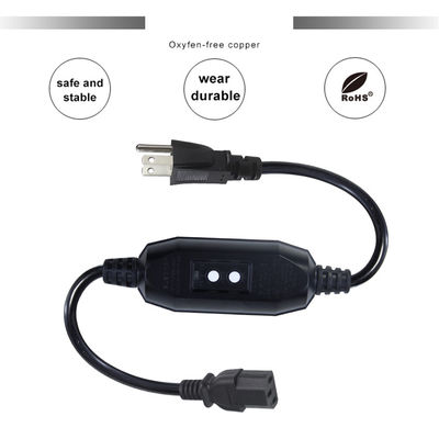 Οικιακή συσκευή IP54 Εξωτερικό καλώδιο με GFCI NEMA 5-15P έως IEC 60320 C13 Γυναίκα 0,5m μήκος καλωδίου