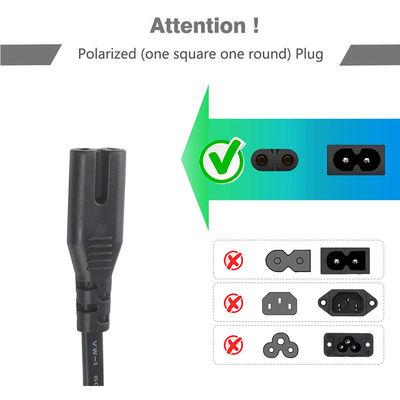Δικτυακό δίκτυο ηλεκτρικής ενέργειας EU 2-Pin με IEC C7 1.5m 250V 10A PVC