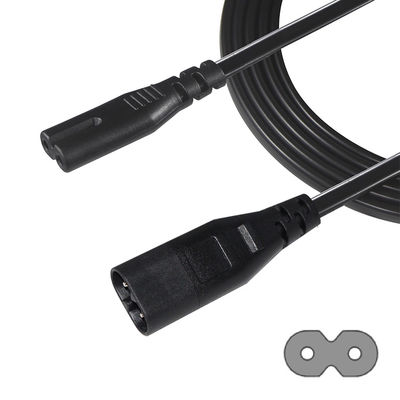 2M Iec320 Μαύρο εκτεθειμένο καλώδιο ηλεκτρικής ενέργειας Ac C7 έως το σχήμα 8 C8
