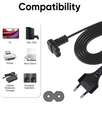 Ιταλία 2 Pin Ac Plug Ευρωπαϊκό καλώδιο C7 Συνδετήρας επέκταση Psu Laptop Power Cord Eu 2-PIN C7