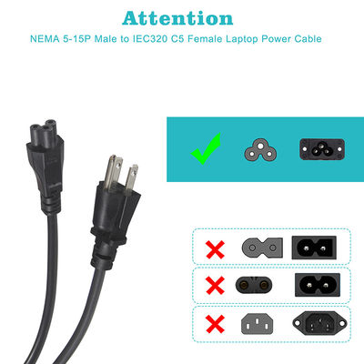 15 Ft 120 Volt φορητό καλώδιο ρεύματος φορητού υπολογιστή με Nema 515P σε IEC 320 C5 συνδετήρα πιστοποιημένο