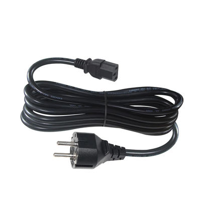 3Prong VDE Εγκριθείσα CEE 7/7 3pin Plug Μαύρο καλώδιο ισχύος με C13 θηλυκό