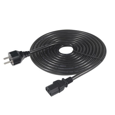 3Prong VDE Εγκριθείσα CEE 7/7 3pin Plug Μαύρο καλώδιο ισχύος με C13 θηλυκό