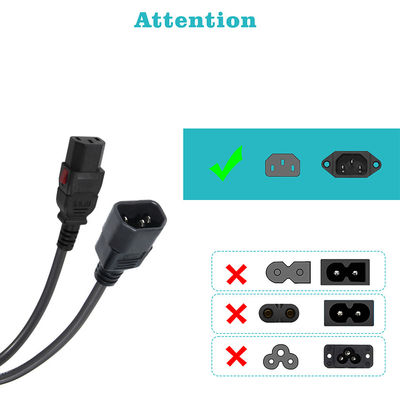Πίνακας υπολογιστή 18awg Mount Iec Cord C14 Male Plug To C13 Female