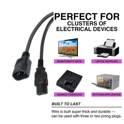 Πίνακας υπολογιστή 18awg Mount Iec Cord C14 Male Plug To C13 Female