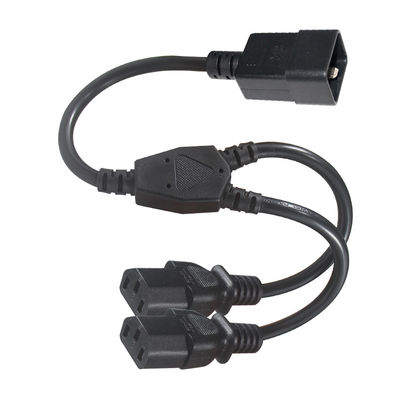 C20 σε διπλό καλώδιο διαίρεσης ισχύος C13 6ft 250V μαύρο PVC