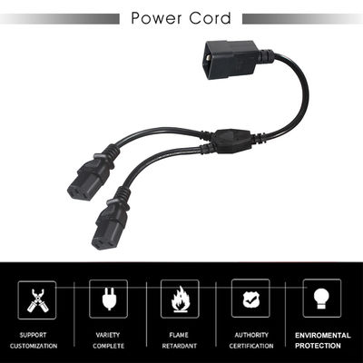 C20 σε διπλό καλώδιο διαίρεσης ισχύος C13 6ft 250V μαύρο PVC