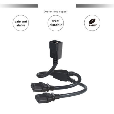 C20 σε διπλό καλώδιο διαίρεσης ισχύος C13 6ft 250V μαύρο PVC