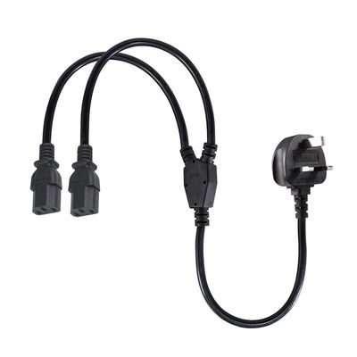 UK 3Pin έως 2x IEC C13 Σχοινί ρεύματος H05VV-F 0,75mm2