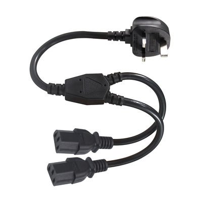 UK 3Pin έως 2x IEC C13 Σχοινί ρεύματος H05VV-F 0,75mm2