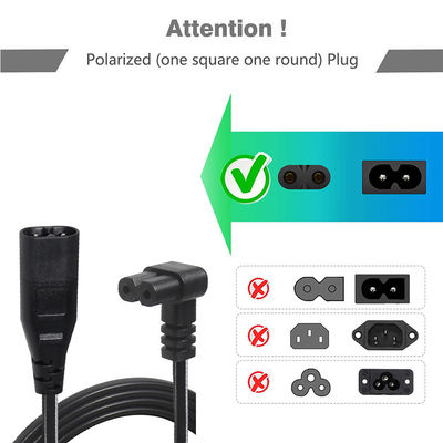 C8 αρσενικό σε C7 θηλυκό 0,8m καλώδιο ισχύος 18AWG PVC ROHS πιστοποιημένο