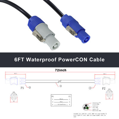 NAC3FCA προς NAC3FCB 20A AC PowerCon Connector SJTW 3 πιν καλώδιο επέκτασης ισχύος