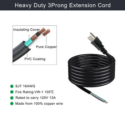 Καλώδιο τροφοδοσίας NEMA 5-15P σε 5-15R 0.5m SJT 16AWG 125V 15A