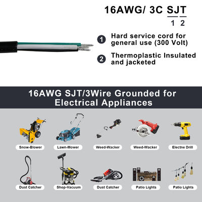 Καλώδιο τροφοδοσίας NEMA 5-15P σε 5-15R 0.5m SJT 16AWG 125V 15A