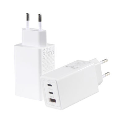 Ευρωπαίος GaN Tech 3Ports 65W USB C USB-A QC3.0 Φορτιστή για Λάπτοπ Λευκό