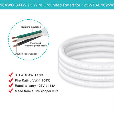 Sjt Ac Cord Heavy Duty Computer Television Power Plug NEMA 5-15p Σύρμα επέκτασης