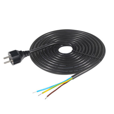3pin H05vv-f 3g 0,75mm2 Vde Ac 3pin απογυμνωμένο και καλωδιωμένο καλώδιο ηλεκτρικής ενέργειας με πρίζα Eu Strip End