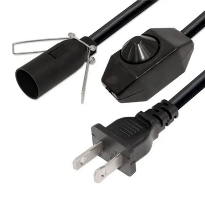 Καλώδιο λάμπας αλατιού US 2-Pin με διακόπτη dimmer 1.2m Μαύρο
