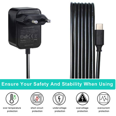 USB C 12V 3A EU Αναπροσαρμοστές ρεύματοςΣυμπληρωματικός μετασχηματιστής Παγκόσμιος 3A Αναπροσαρμοστής ρεύματος 12V Τεχνητήρας τοίχου EU 2Pin