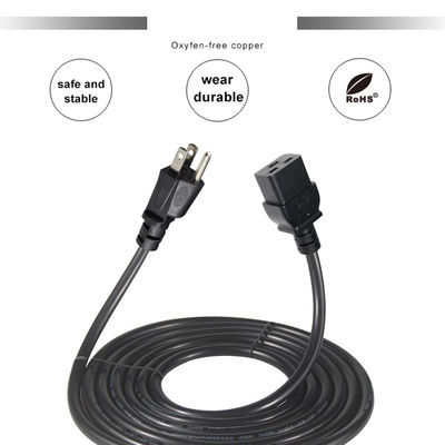 NEMA 5-15P έως C19 Δυναμικό καλώδιο 6ft 125V PVC Jacket
