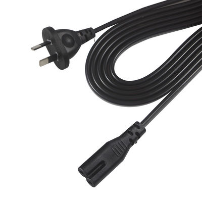 AU 2P Συναρμολόγηση με IEC60320 C7 Σωλήνα ρεύματος SAA Πιστοποιημένο 250V 7.5A επίπεδο καλώδιο PVC Jacket Καθαρό χαλκό για φορητό υπολογιστή / οικιακή συσκευή