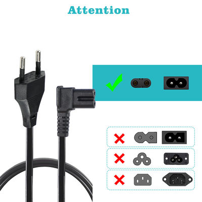 Καλώδιο τροφοδοσίας EU 2Pin σε Γωνιακό C7 Εγκεκριμένο VDE PVC/Rubber