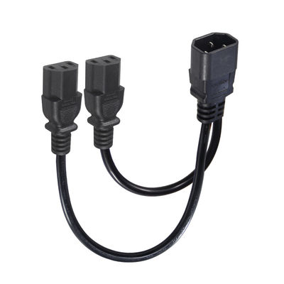 16AWG Heavy Duty C14 έως 2xC13 Διοικητικό καλώδιο για διακομιστές/βιομηχανικό εξοπλισμό 300V 10A ROHS πιστοποιημένο 3 πόντους