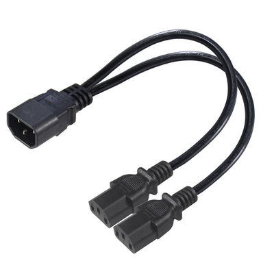 16AWG Heavy Duty C14 έως 2xC13 Διοικητικό καλώδιο για διακομιστές/βιομηχανικό εξοπλισμό 300V 10A ROHS πιστοποιημένο 3 πόντους