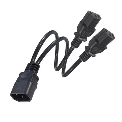16AWG Heavy Duty C14 έως 2xC13 Διοικητικό καλώδιο για διακομιστές/βιομηχανικό εξοπλισμό 300V 10A ROHS πιστοποιημένο 3 πόντους