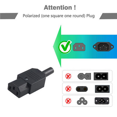 Premium Heavy Duty 18AWG 3 Prong IEC 60320 C13 καλώδιο τροφοδοσίας για οθόνη υπολογιστή, 250V 10A 3M με πιστοποιημένο CE RoHS ευέλικτο PVC