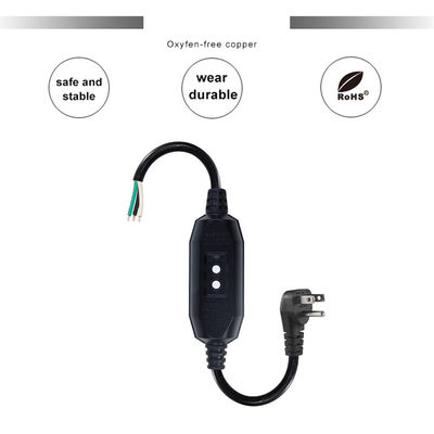 Βιομηχανικό βαρύ φορτίο 18AWG NEMA 5-15P καλώδιο ισχύος με προστασία RCD και γυμνά άκρα σύρμα για μηχανές/οικιακές συσκευές