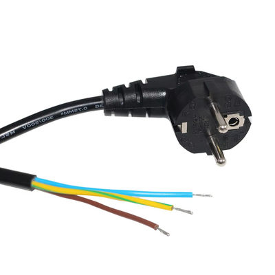 Ευρωπαίος Schuko Plug Open End Power Cord 10A 250V γυμνό σύρμα χαλκού για βιομηχανική / οικιακή χρήση