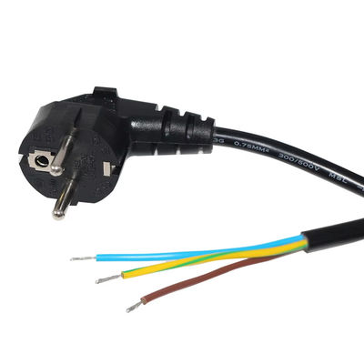 Ευρωπαίος Schuko Plug Open End Power Cord 10A 250V γυμνό σύρμα χαλκού για βιομηχανική / οικιακή χρήση
