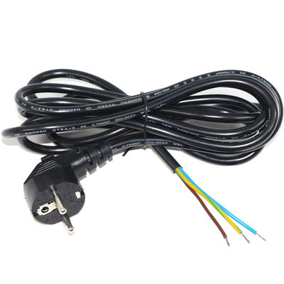 Ευρωπαίος Schuko Plug Open End Power Cord 10A 250V γυμνό σύρμα χαλκού για βιομηχανική / οικιακή χρήση
