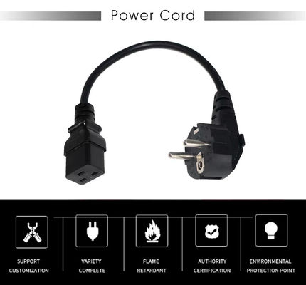 1.2M Heavy Duty EU έως C19 Power Cord Βιομηχανική ποιότητα για χρήση σε server/data center 10A 250V CE RoHS πιστοποιημένο