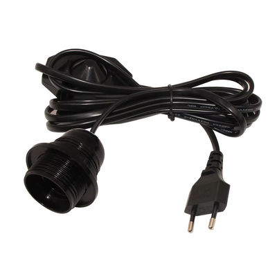 Ρυθμίσιμο καλώδιο EU Plug E26 Bulb Holder με περιστροφικό διακόπτη χαμηλής ακτινοβολίας για οικιακό φωτισμό, 250V 4A CE πιστοποιημένο (μαύρο)