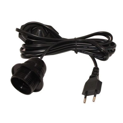 Ρυθμίσιμο καλώδιο EU Plug E26 Bulb Holder με περιστροφικό διακόπτη χαμηλής ακτινοβολίας για οικιακό φωτισμό, 250V 4A CE πιστοποιημένο (μαύρο)