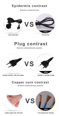 Ρυθμίσιμο καλώδιο EU Plug E26 Bulb Holder με περιστροφικό διακόπτη χαμηλής ακτινοβολίας για οικιακό φωτισμό, 250V 4A CE πιστοποιημένο (μαύρο)