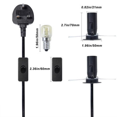 Καλώδιο μετατροπέα λαμπτήρα E14 με UK Plug & 303 Switch, 250V 3A για παλιά φωτιστικά